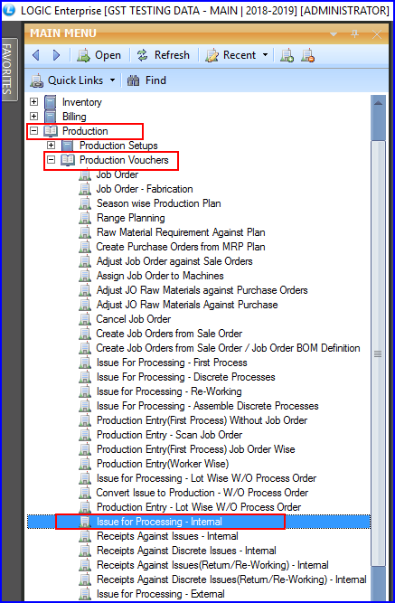 Issue for Processing - Internal